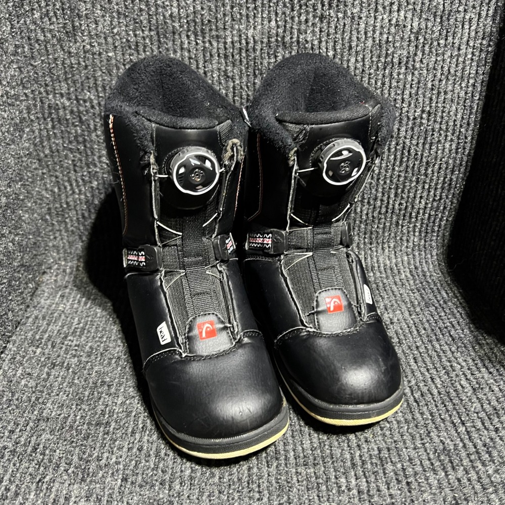 Head JR Snowboard Boots Kids Size 2/3 Black Boa Lacing Comfort Cuff Winter Sport
